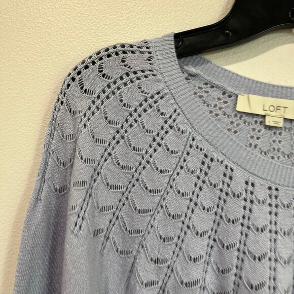 Loft Lavender Sweater Wool Blend Knit Top Women’s Cottagecore Soft Knit Sz L - Picture 9 of 10